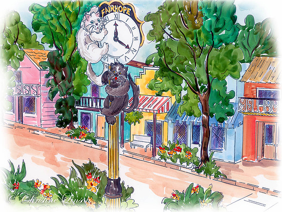 183 - Town Clock Cats